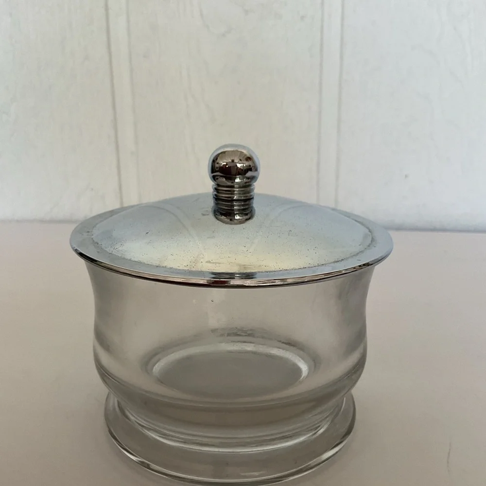 Pottery Barn Heavy Glass Lidded Vanity Jar